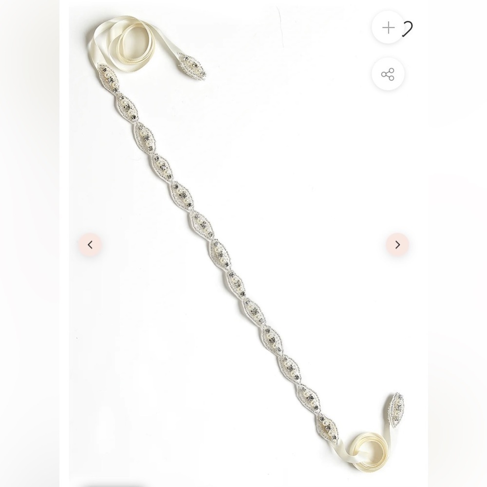 Untamed Petals Pearl Ivory belt/head piece bridal accessory ribbon accessories - Picture 3 of 7